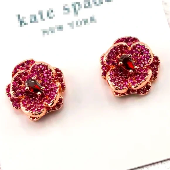 KATE SPADE ♠️ NEW YORK 🌹 Rosy Stud Earrings - Picture 2 of 8